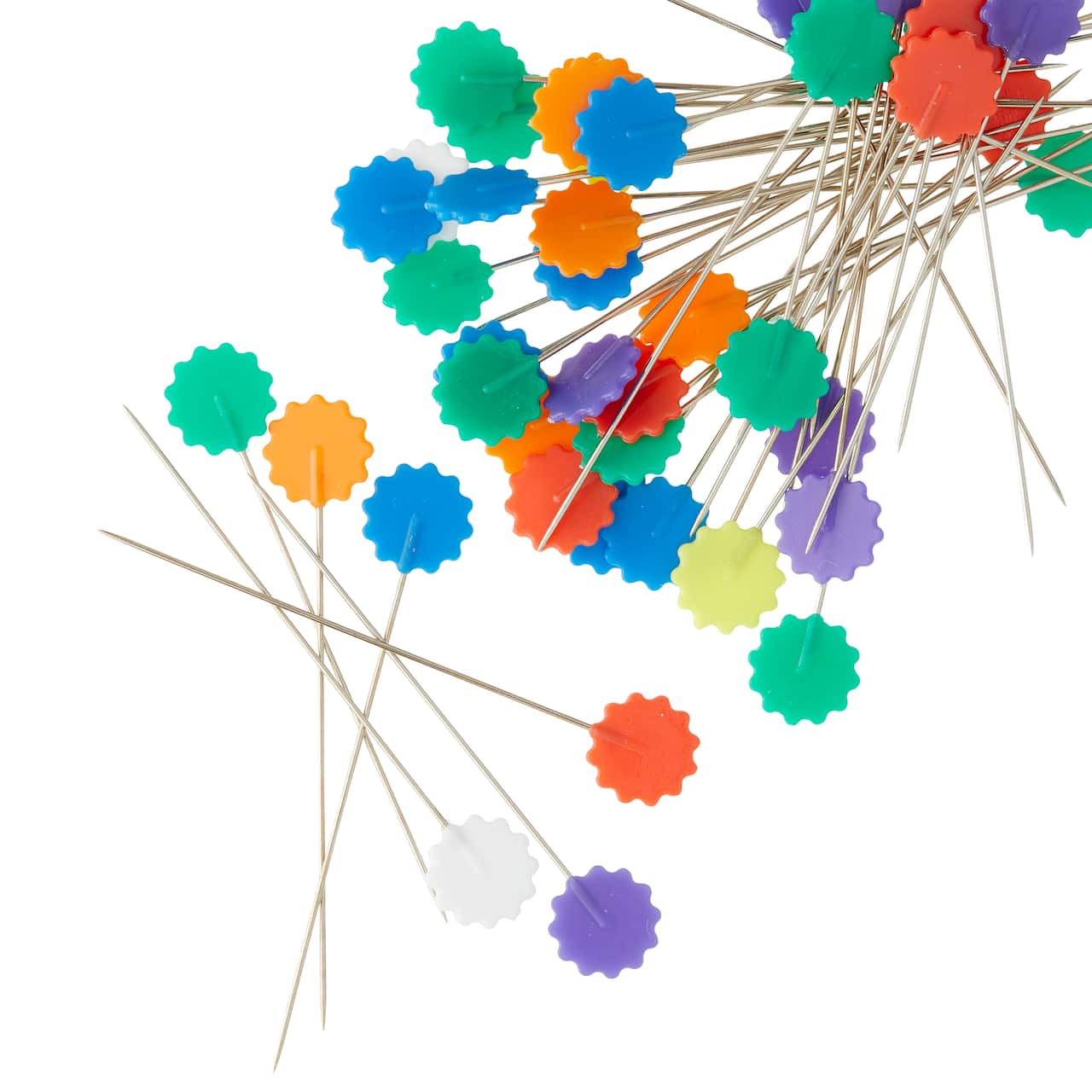 12 Packs: 100 ct. (1,200 total) 2" Multicolor Flat Flower Pins by Loops & Threads™